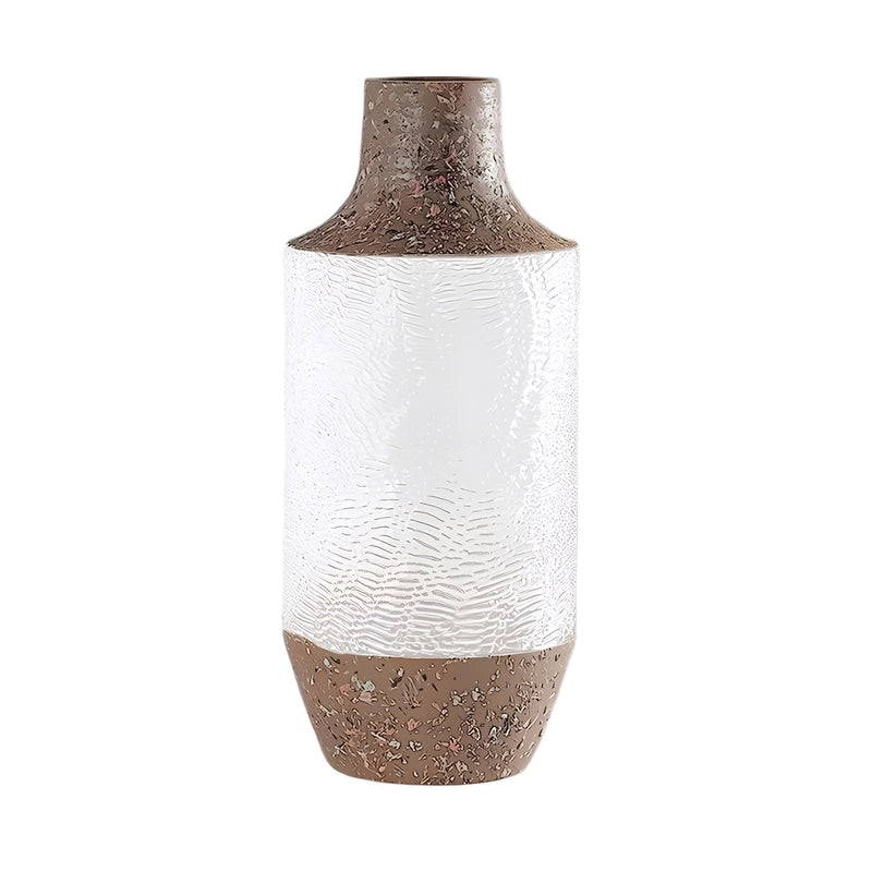 Vase Cylindrique Texturé Style Vintage en verre et céramique modèle B.