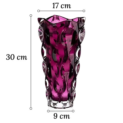 Vase de Luxe Effet Cristal Coloré en Verre dimensions.