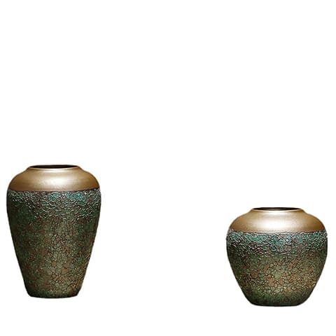 Vase de Table Zen Style Antique en céramique, présentation des modèles A et B sans fleurs sur fond blanc.