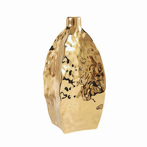 Vase doré relief asymétrique en céramique modèle L.