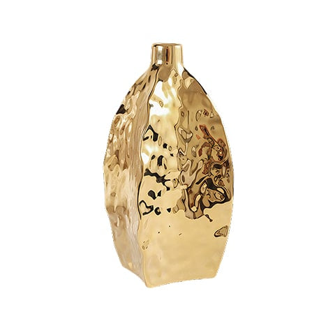 Vase doré relief asymétrique en céramique modèle M.