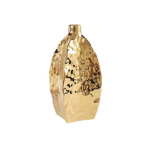 Vase doré relief asymétrique en céramique modèle S.