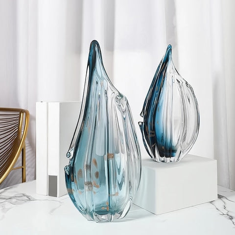 Vase Élégant Bleu Dégradé présentation modèles Grand et Petit sans fleurs.