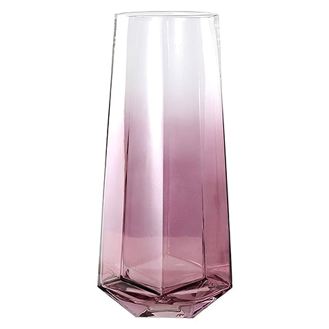 Vase élégant octogonal coloré translucide en verre modèle Rose.