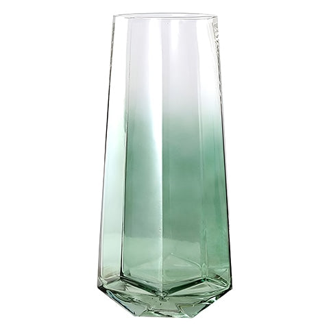 Vase élégant octogonal coloré translucide en verre modèle Vert.