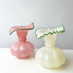 Vase Élégant Rond avec Col Forme Feuille Dentelée - Vignette | Vase Cute