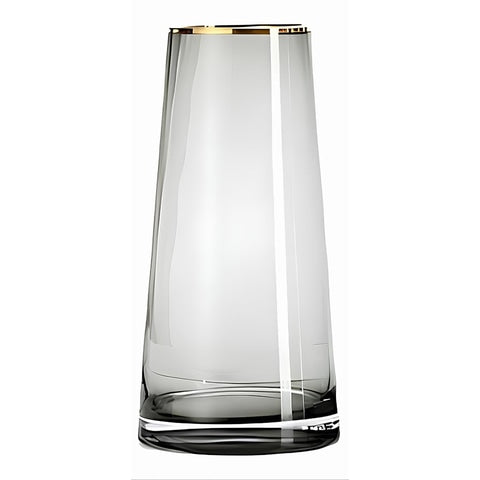 Vase en verre décoratif liseré doré modèle 28cm Gris.