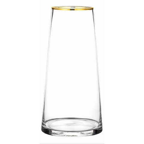 Vase en verre décoratif liseré doré modèle 28cm Transparent.