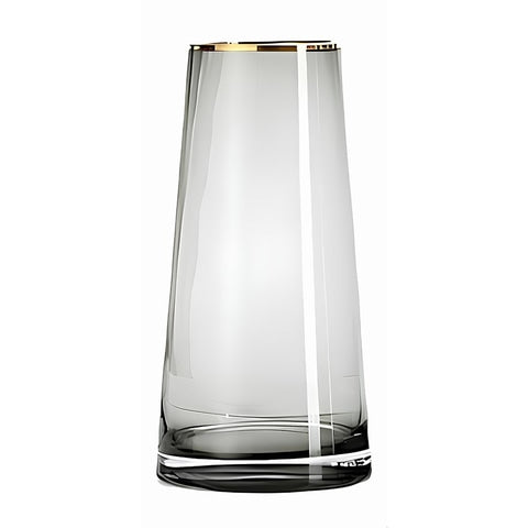 Vase en verre décoratif liseré doré modèle 25cm Gris.