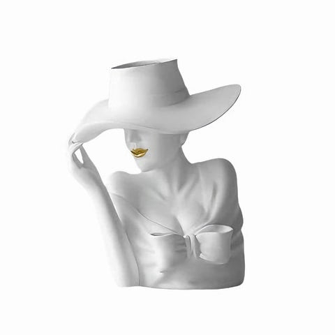 Vase Femme au chapeau modèle Blanc A.