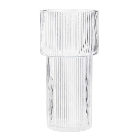 Vase Forme Torche Transparent Rayé en Verre modèle grand