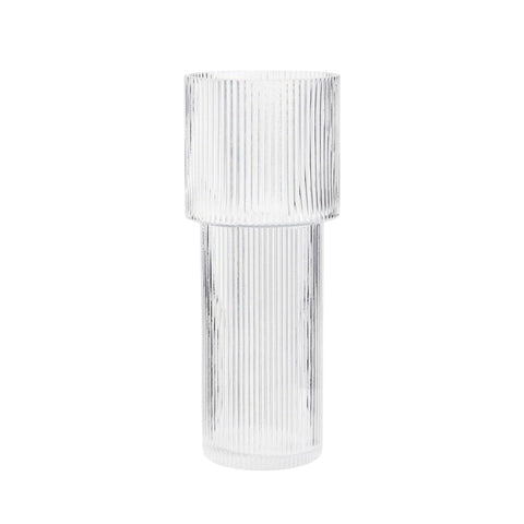 Vase Forme Torche Transparent Rayé en Verre modèle petit