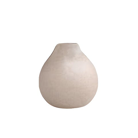 Vase en grès beige couleur naturelle modèle B sur fond blanc.