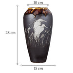 Vase Gris Anthracite Motif Oiseaux Blancs - Vignette | Vase Cute