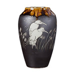 Vase Gris Anthracite Motif Oiseaux Blancs - Vignette | Vase Cute