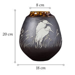 Vase Gris Anthracite Motif Oiseaux Blancs - Vignette | Vase Cute