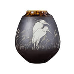 Vase Gris Anthracite Motif Oiseaux Blancs - Vignette | Vase Cute