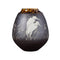 Vase gris anthracite motif oiseaux blancs modèle S sur fond blanc.
