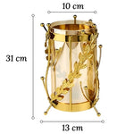 Vase Longiligne Transparent Cerclage Feuilles Dorées - Vignette | Vase Cute