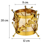 Vase Longiligne Transparent Cerclage Feuilles Dorées - Vignette | Vase Cute