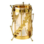 Vase Longiligne Transparent Cerclage Feuilles Dorées - Vignette | Vase Cute