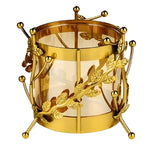Vase Longiligne Transparent Cerclage Feuilles Dorées - Vignette | Vase Cute
