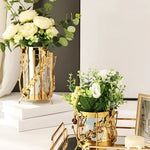 Vase Longiligne Transparent Cerclage Feuilles Dorées - Vignette | Vase Cute