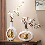 Vase de Luxe Contemporain Ikebana Blanc et Doré - Vignette | Vase Cute