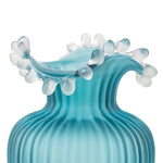 Vase Luxueux Rayé Bleu Givré Col Ondulé - Vignette | Vase Cute