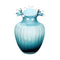 Vase Luxueux Rayé Bleu Givré Col Ondulé presentation du modèle L sans fleurs sur fond blanc.