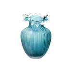 Vase Luxueux Rayé Bleu Givré Col Ondulé - Vignette | Vase Cute