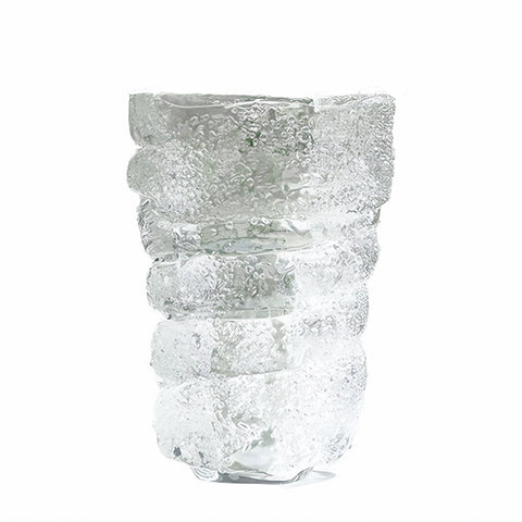 Vase luxueux spirale effet glacier en verre.