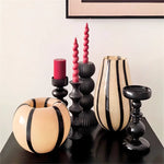 Vase Moderne Noir et Beige Rayures Verticales - Vignette | Vase Cute