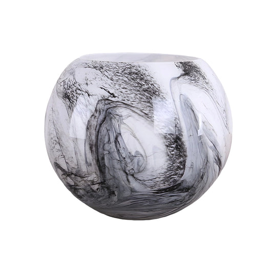Vase Motif Marbre Rond Élégant en Verre modèle grand 20cm.
