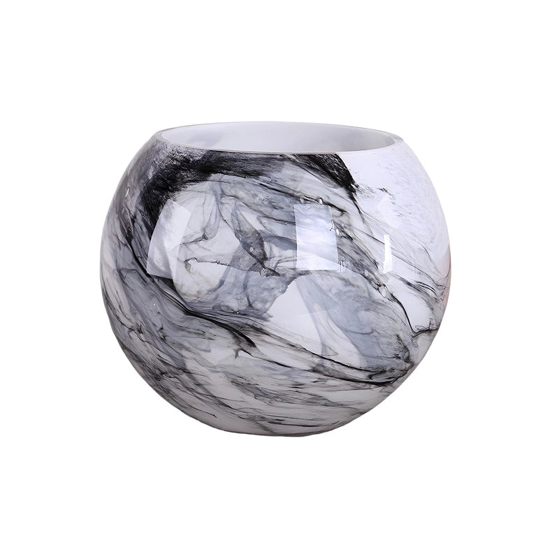 Vase Motif Marbre Rond Élégant en Verre modèle petit.