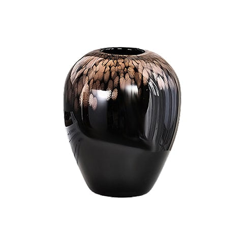 Vase noir pailleté doré en verre modèle A.