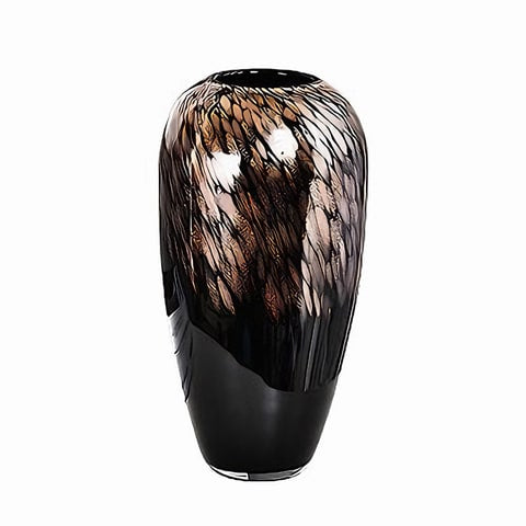 Vase noir pailleté doré en verre modèle B.