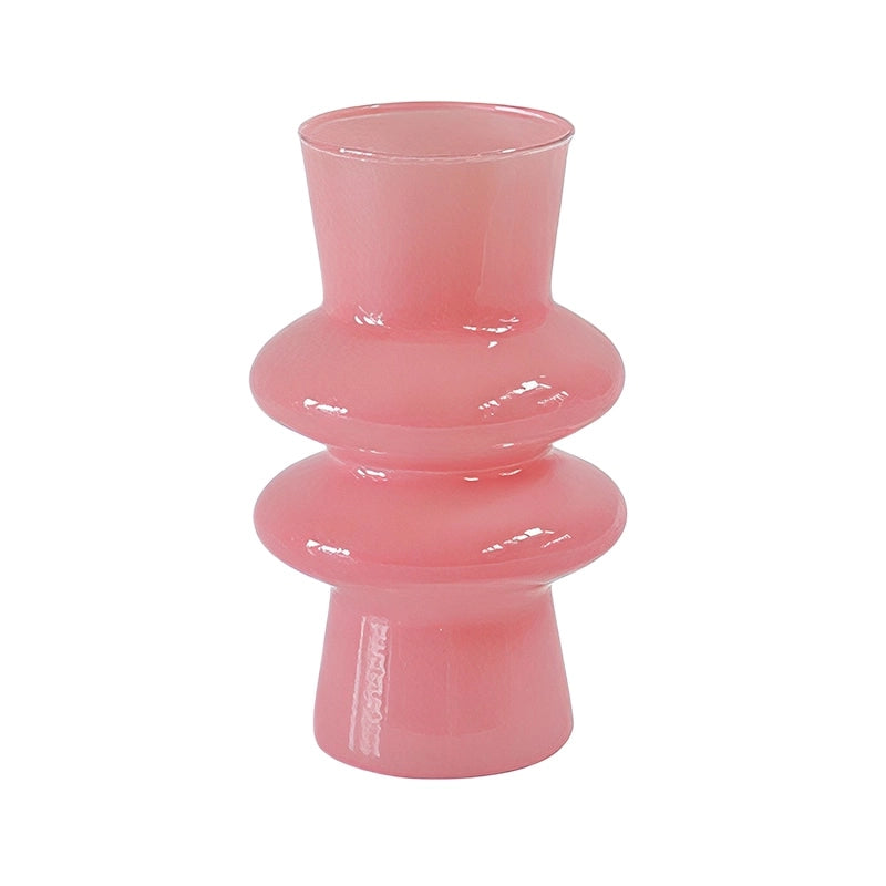 Vase Nordique Double Anneaux présentation du modèle rose sans fleurs sur fond blanc.