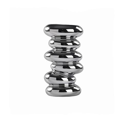 Vase Nordique galets superposés en Céramique Taille M argenté.