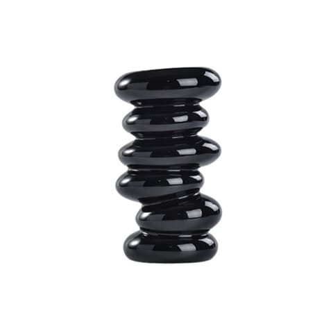 Vase Nordique galets superposés en Céramique Taille M noir.