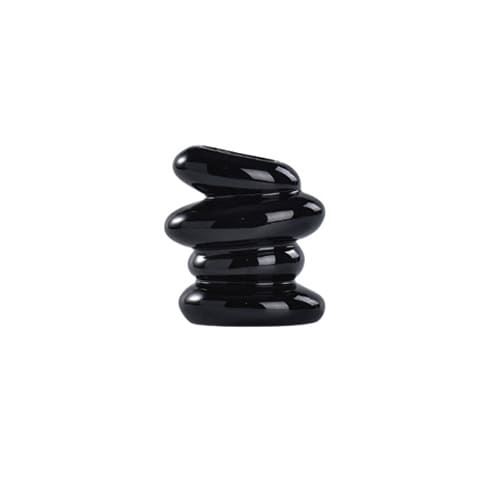 Vase Nordique galets superposés en Céramique Taille S Noir.