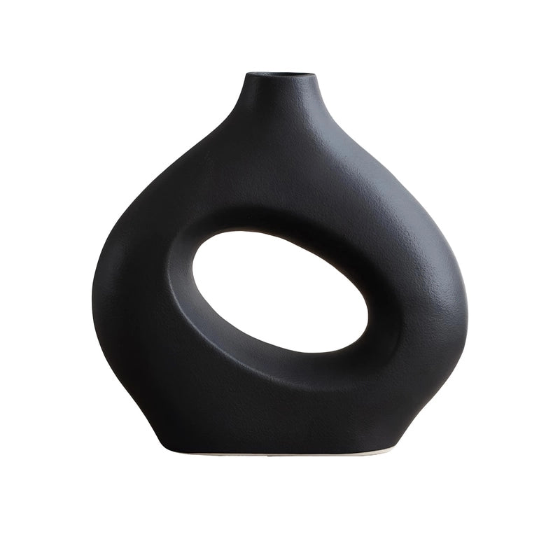 Vase Original Noir Donut présentation du modèle Grand sur fond blanc sans fleurs.