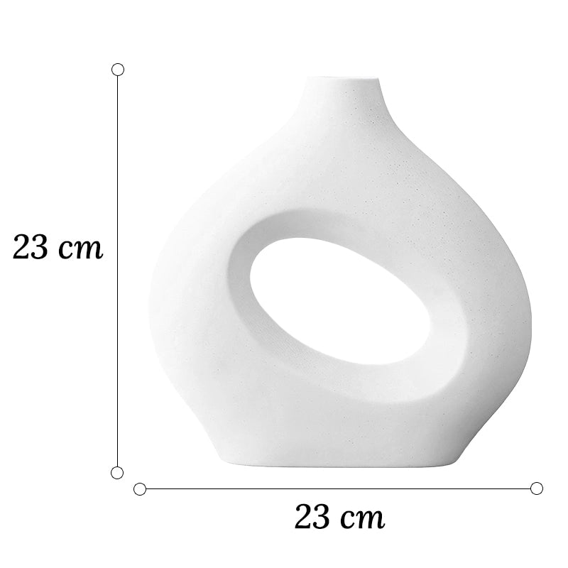 Vase Original Noir ou Blanc Donut dimensions du modèle Grand 23cm sur fond blanc.