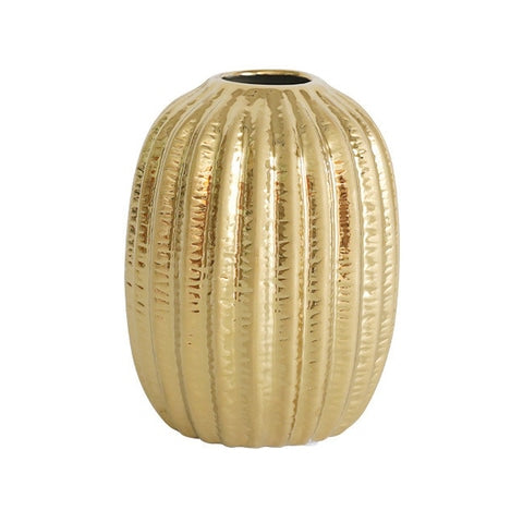 Vase ovalisé couleur doré en céramique modèle S.