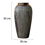 Vase Ovoïde en Grès Vieilli Finition Patinée Col Bronze - Vignette | Vase Cute