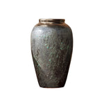 Vase Ovoïde en Grès Vieilli Finition Patinée Col Bronze - Vignette | Vase Cute