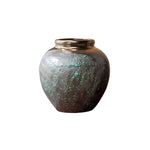 Vase Ovoïde en Grès Vieilli Finition Patinée Col Bronze - Vignette | Vase Cute