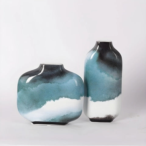 Vase Paysage d'Encre Créatif en Céramique présentation des modèles C et B.