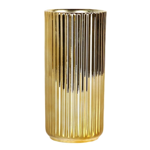 Vase plaqué or rayé raffiné en céramique modèle L.