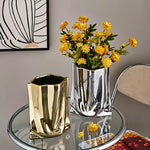 Vase Plissé Élégant Or ou Argent - Vignette | Vase Cute